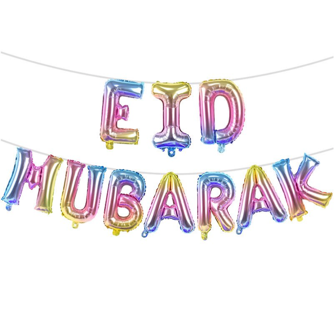 Guirlande ballons lettres Eid Mubarak multicolore