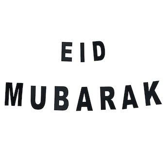 Guirlande lettres pailletées noires Eid Mubarak