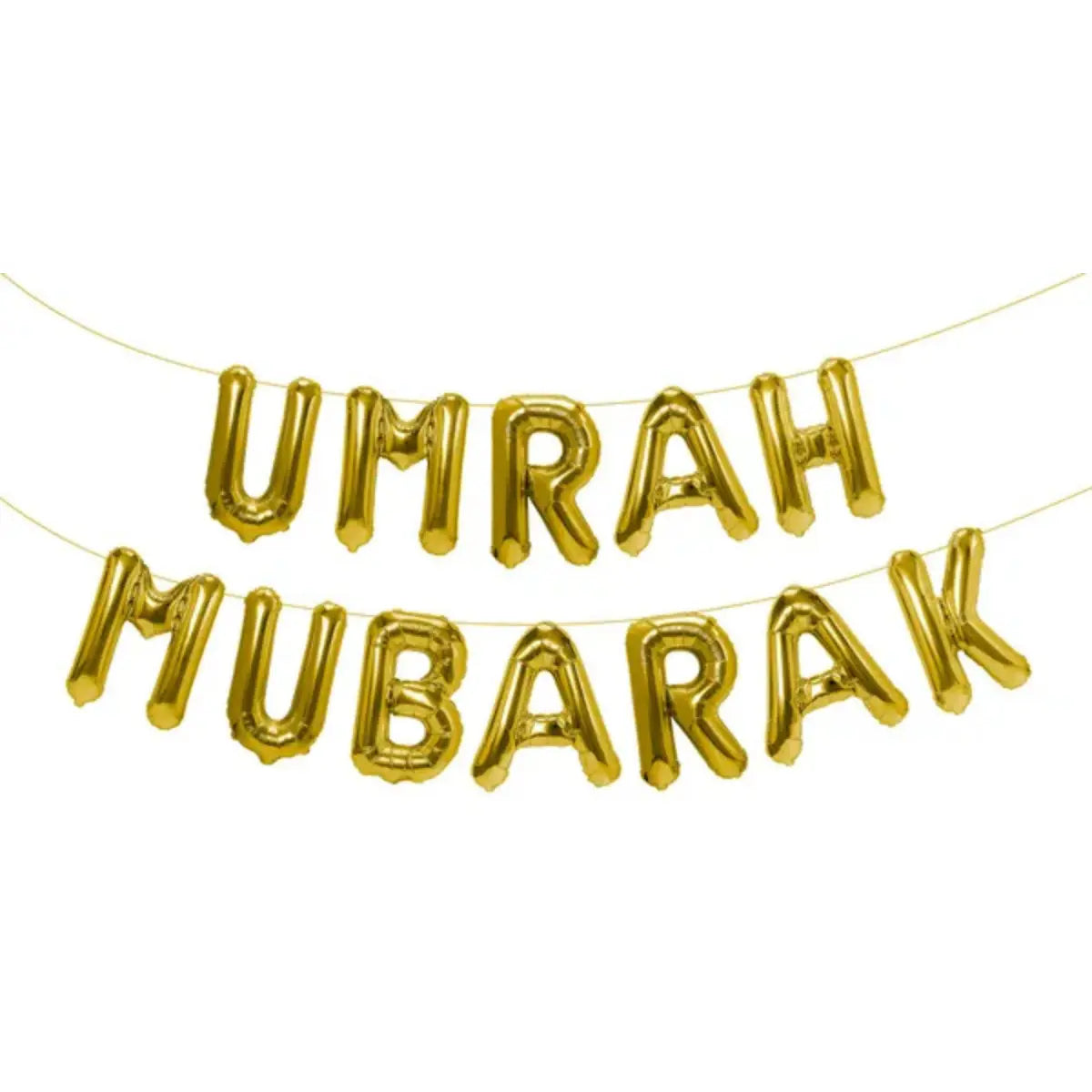 Guirlande ballons lettres Umra Mubarak or