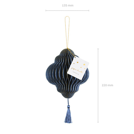 Lanterne boule en papier nid d'abeille bleu marine