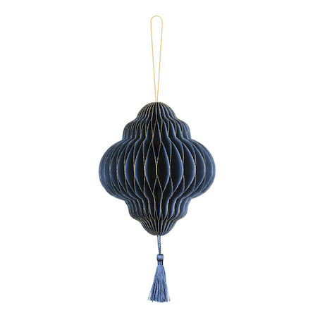 Lanterne boule en papier nid d'abeille bleu marine