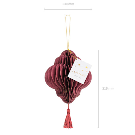 Lanterne boule en papier nid d'abeille bordeaux
