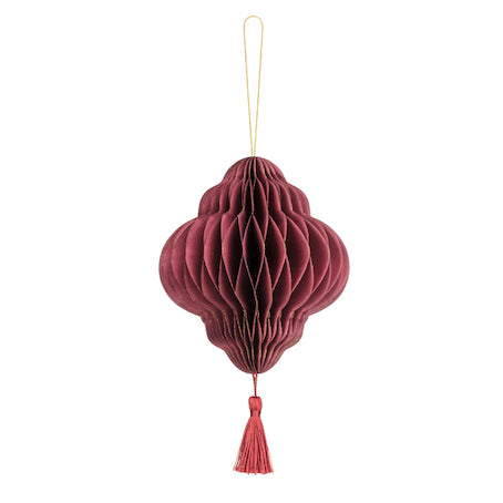 Lanterne boule en papier nid d'abeille bordeaux