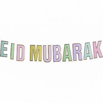 Guirlande multicolore pastel Eid Mubarak