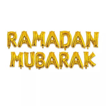 Guirlande lettres ballons Ramadan Mubarak or