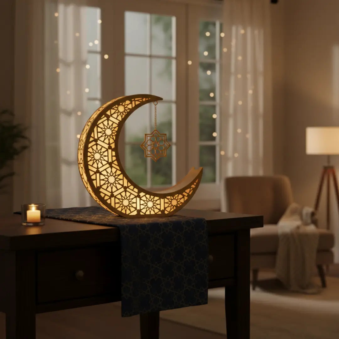 Décoration lumineuse Ramadan Hilal Doré