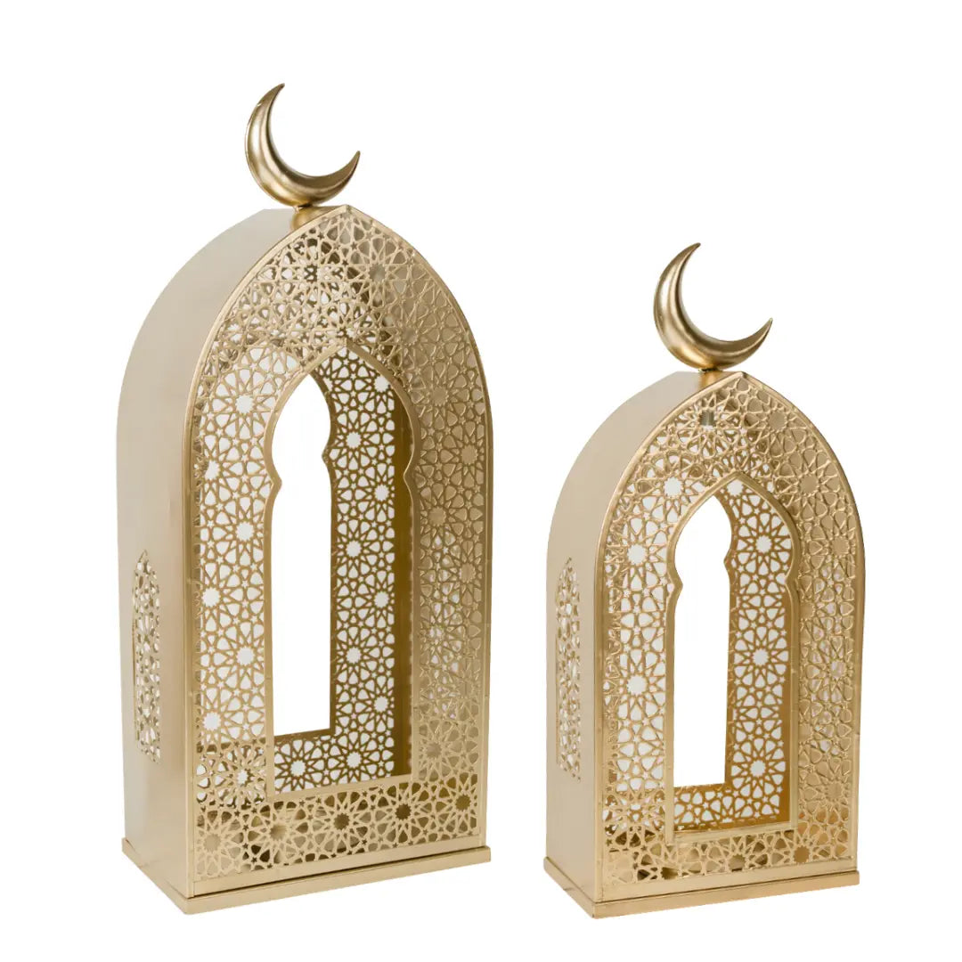 Lanternes décoratives Ramadan Manar dorées x2