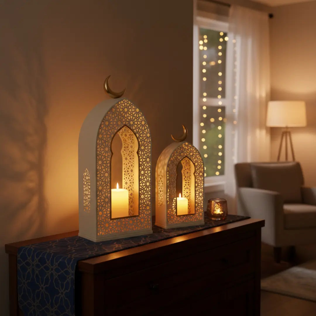 Lanternes décoratives Ramadan Manar crème x2