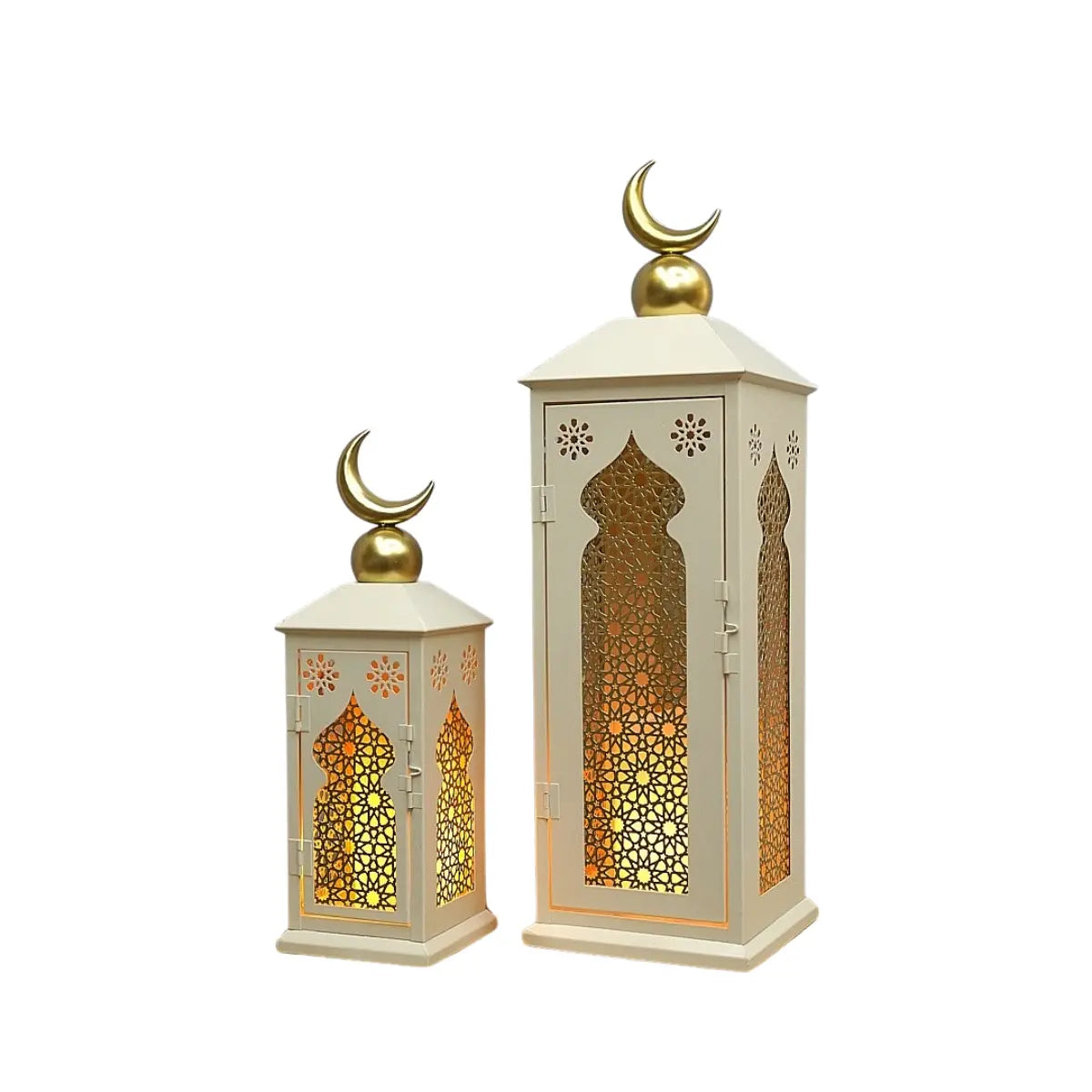 Lanternes Anaqa blanc crème et or x2