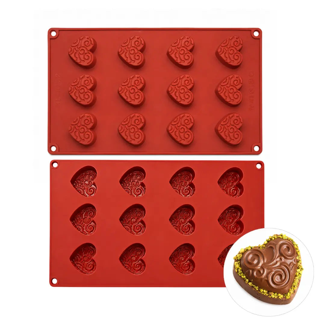 Moule silicone 12 cœurs Arabesque