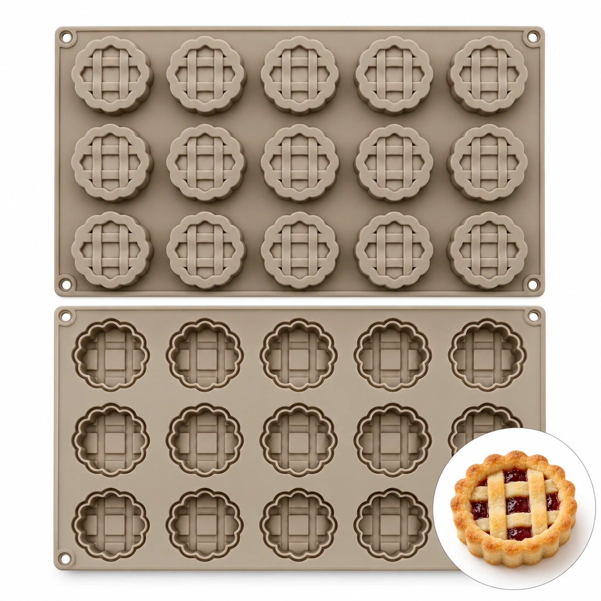 Moule silicone 15 tartelettes Linzer
