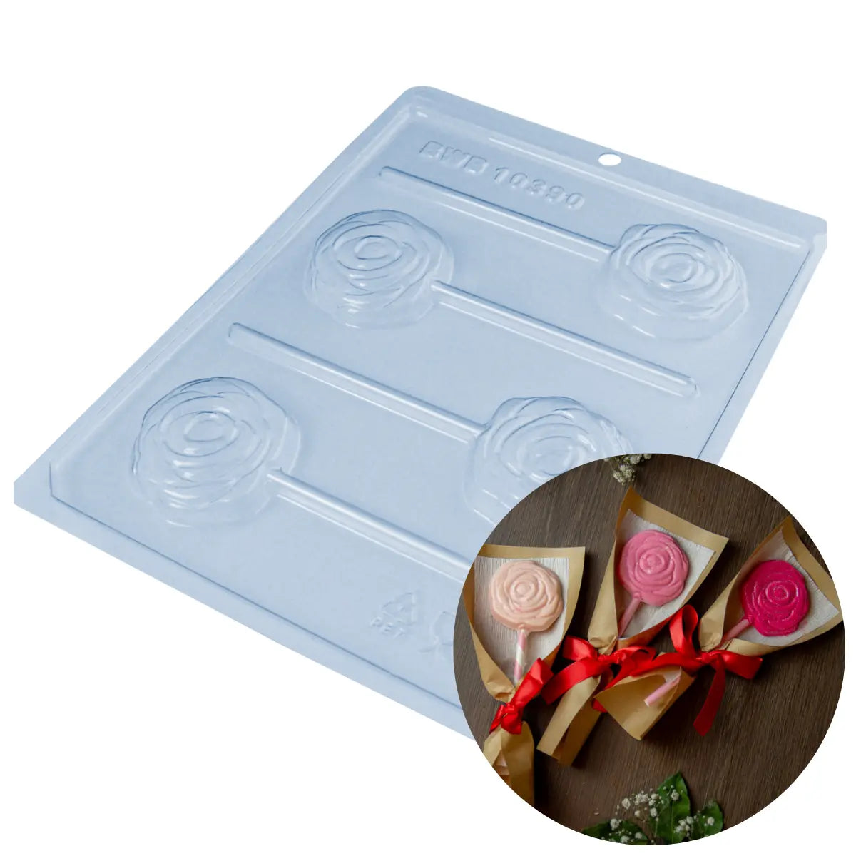 Moule sucettes de chocolat rose meringue