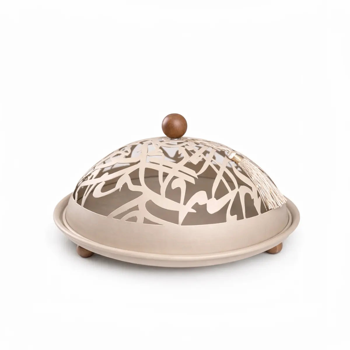 Set de 3 plats cloche « Calligraphie » greige Diyafa