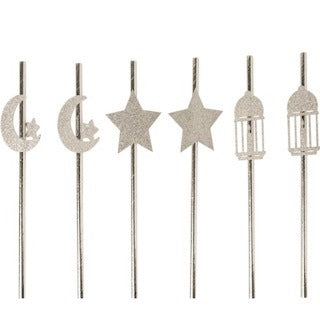 Pailles orientales Argent x6