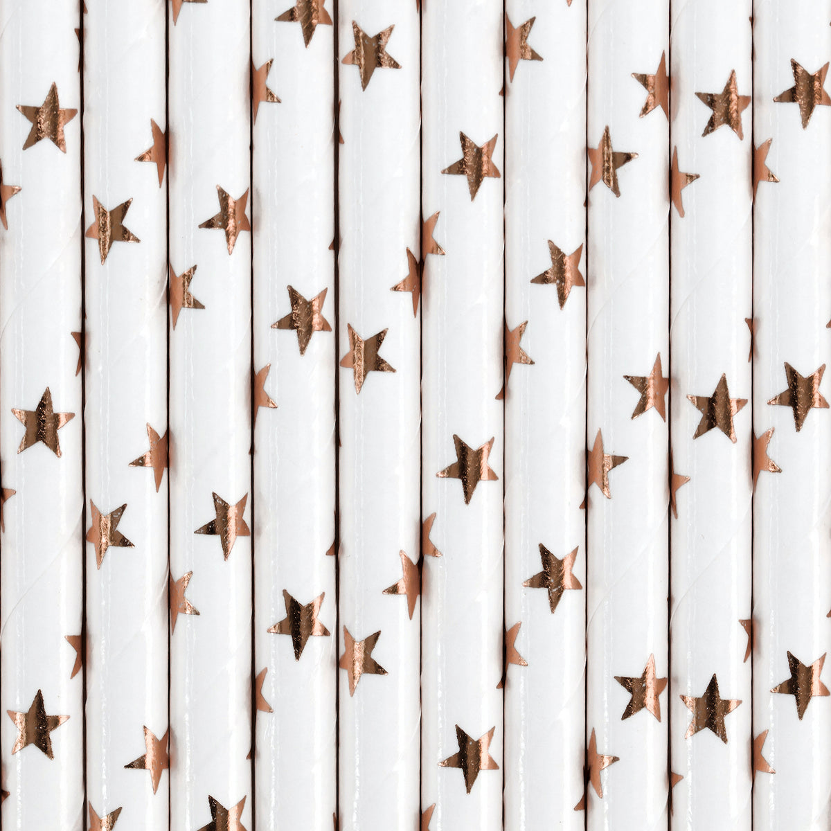 Pailles en papier étoiles or rose x10