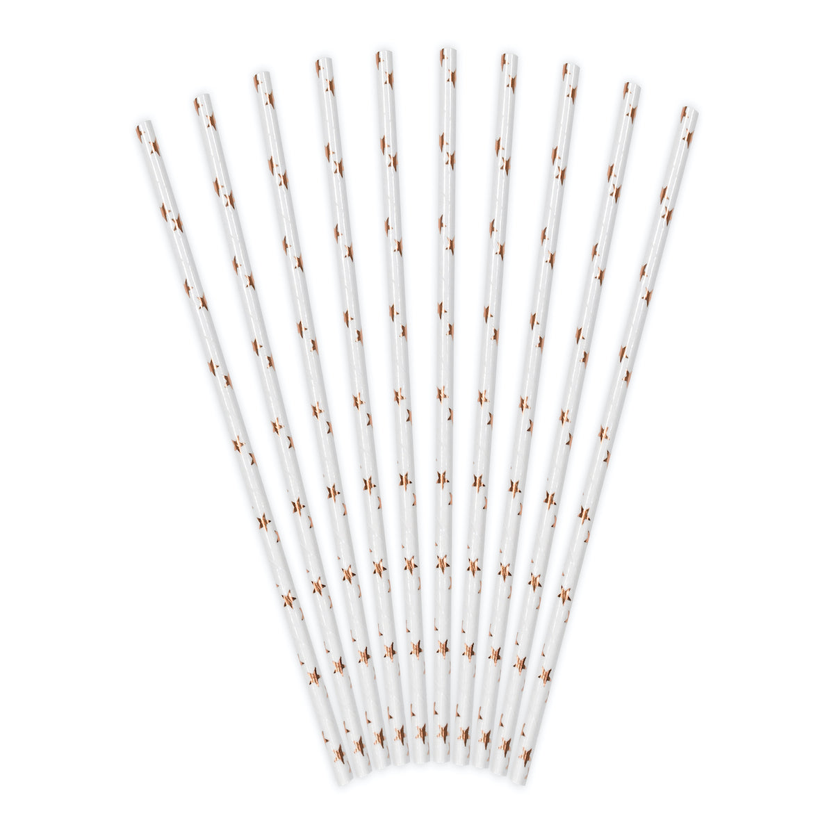 Pailles en papier étoiles or rose x10