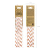 Pailles en papier Rose à stries x10
