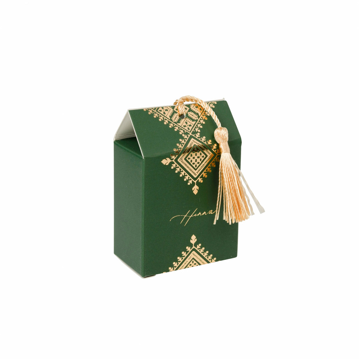 Boîtes à dragées bonbonnières Henna Vert Impérial & Doré