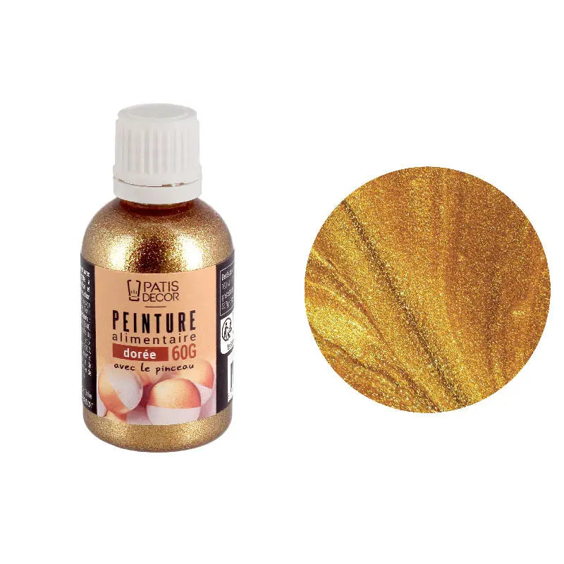 Peinture alimentaire or avec pinceau Patisdécor
