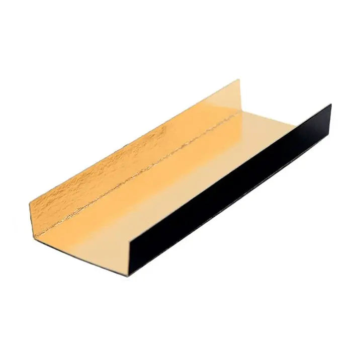 Semelles pliées rectangle or/noir pour gâteau individuel