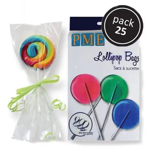 Sacs à cake pops et attaches argent x25 PME