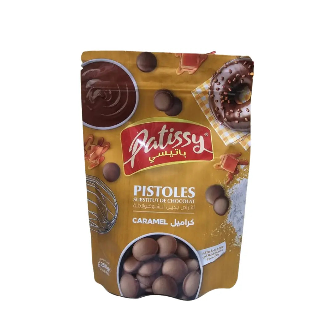 Pistoles substitut de chocolat caramel 250 g Patissy