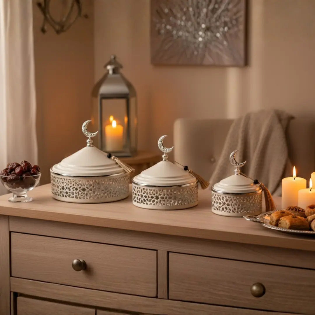 Boîtes décoratives orientales Laya argent x3