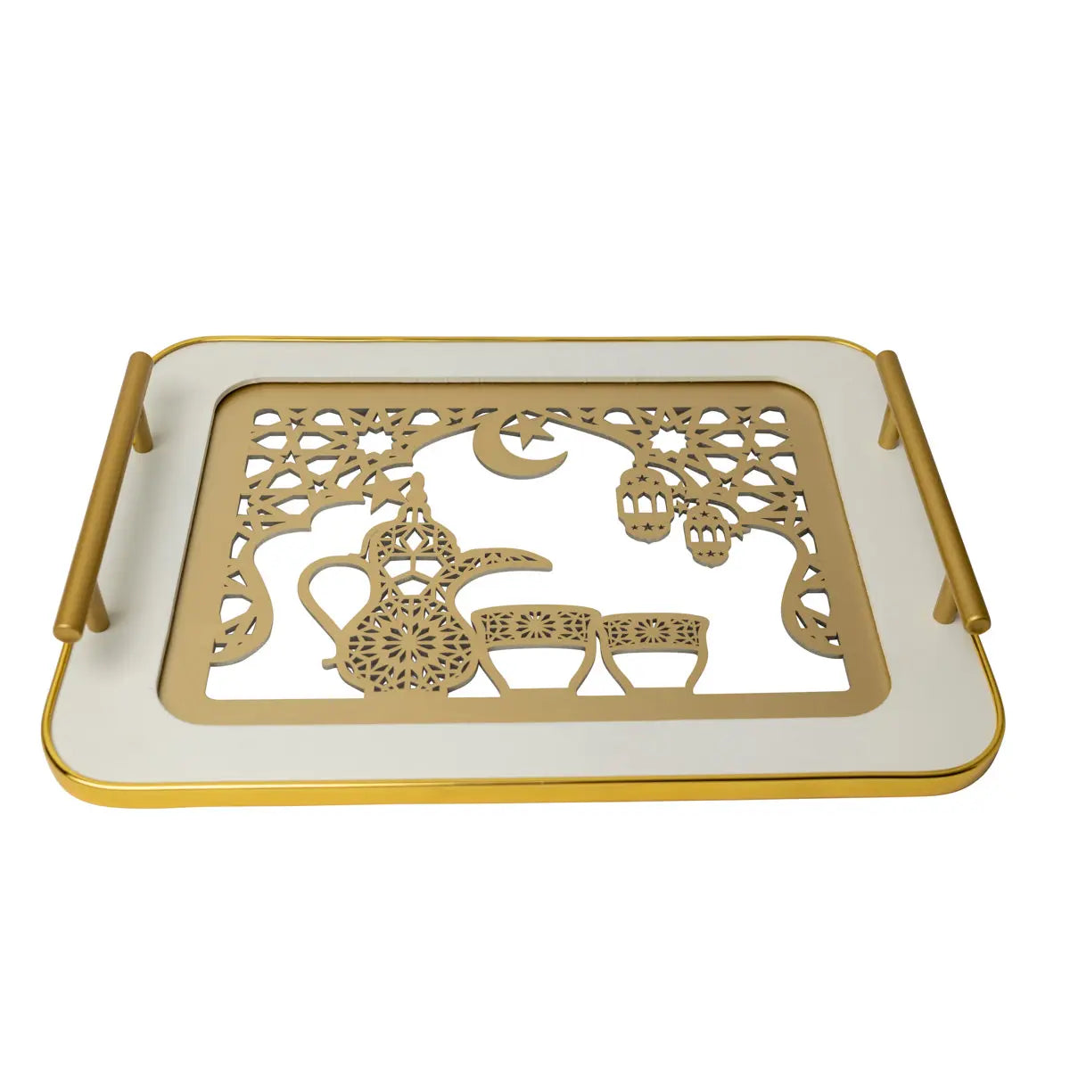 Plateaux orientaux blanc et or x2