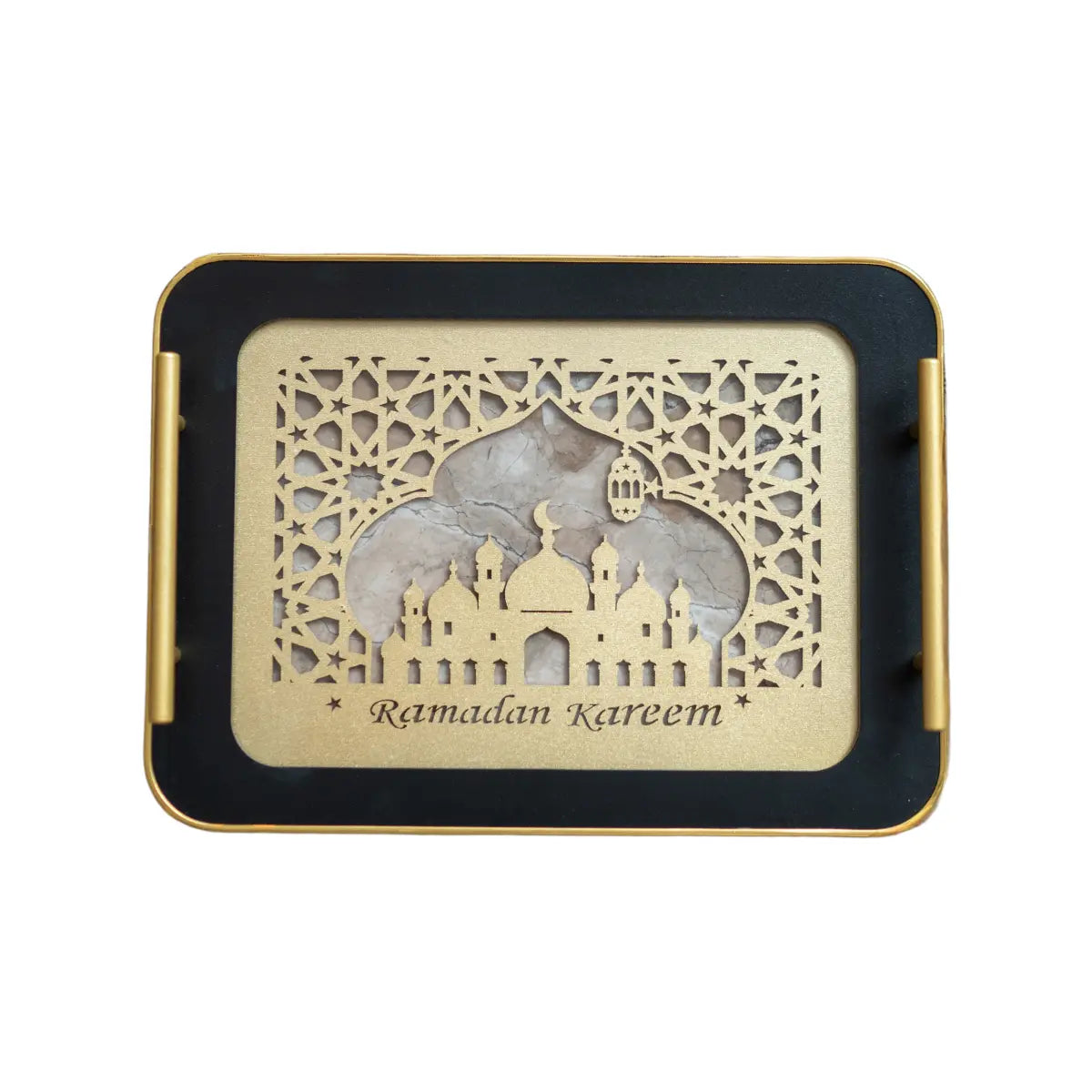 Plateaux noir et or Ramadan Kareem x2