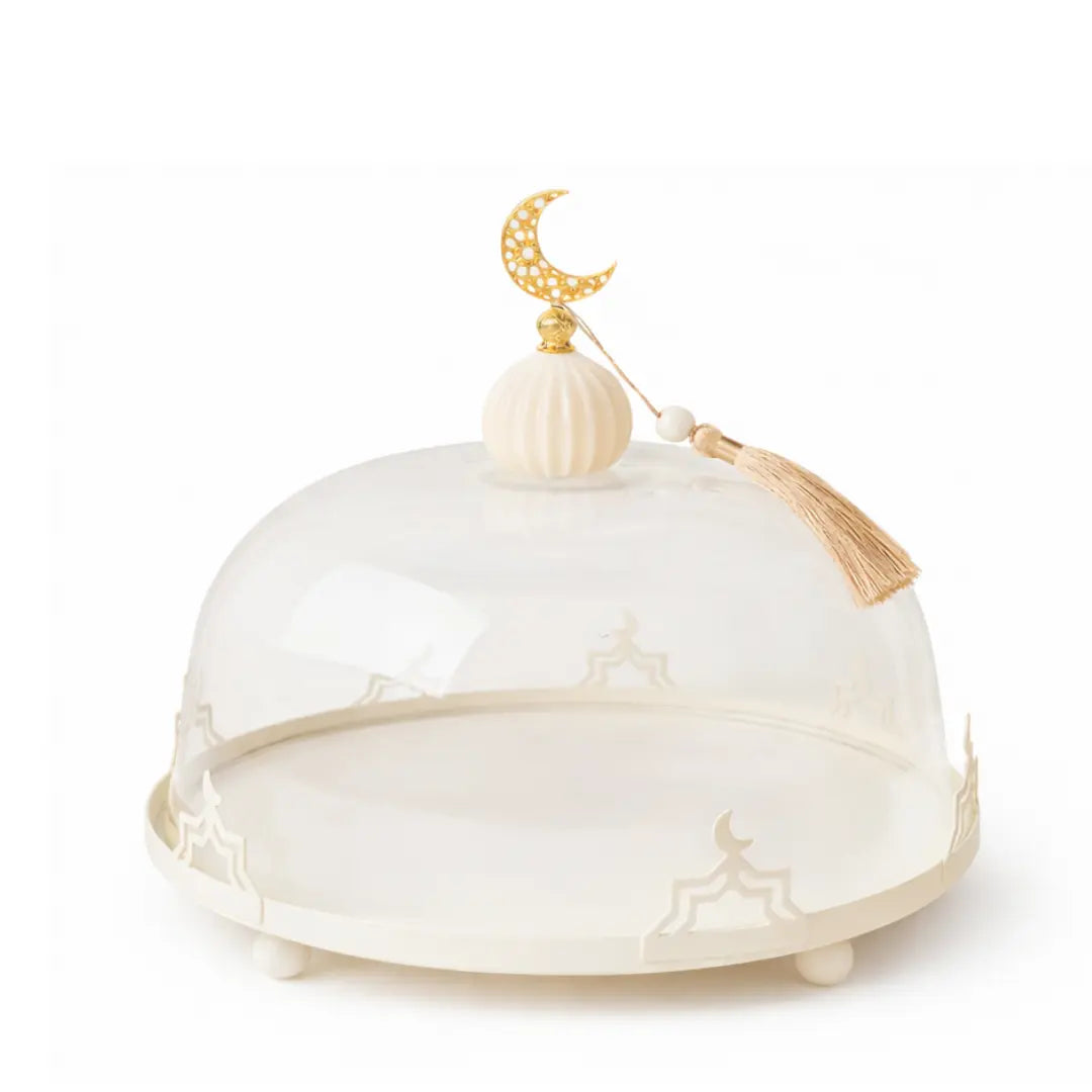 Présentoir cloche Écrin rond crème
