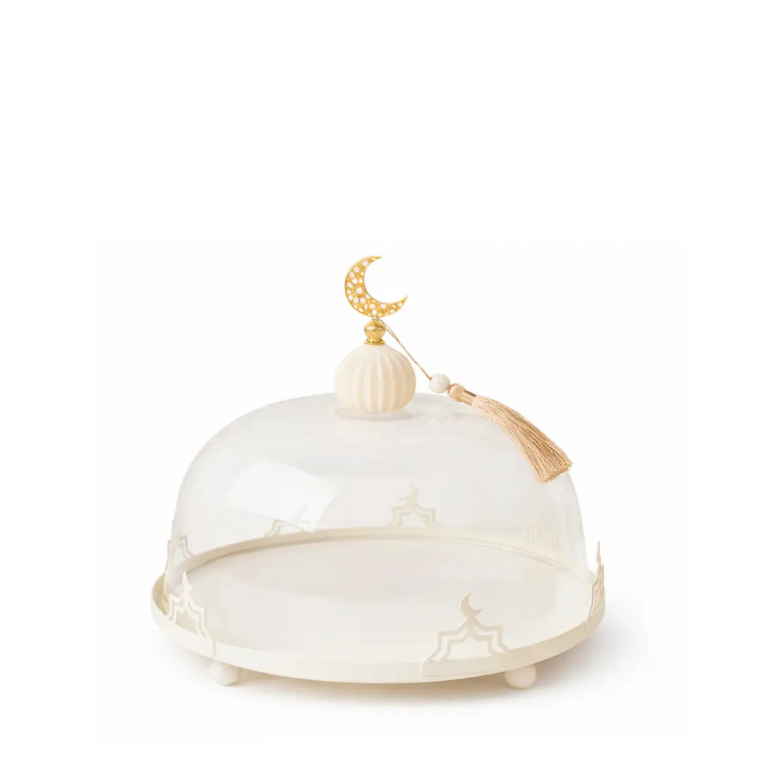 Présentoir cloche Écrin rond crème
