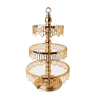 Présentoir à gâteaux 3 étages Prestige doré