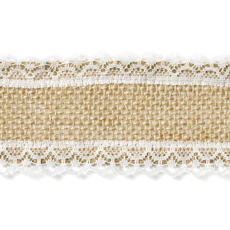 Ruban en toile de jute et dentelle largeur 5cm