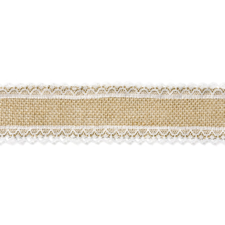 Ruban en toile de jute et dentelle largeur 5cm
