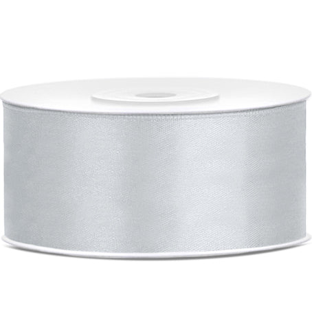 Ruban satin argent largeur 2,5 cm longueur 25 m