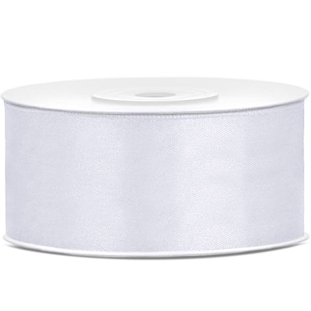 Ruban satin blanc largeur 2,5 cm longueur 25 m PartyDeco