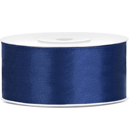 Ruban satin bleu nuit largeur 2,5 cm longueur 25 m