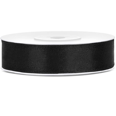 Ruban satin noir largeur 1,2 cm longueur 25 m