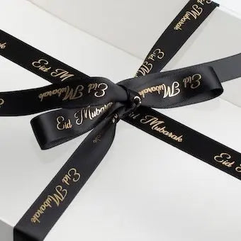 Ruban satin noir et or Eid Mubarak 5 m