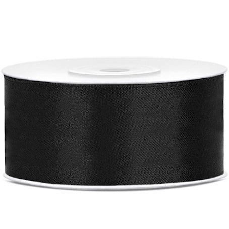 Ruban satin noir largeur 2,5 cm longueur 25 m