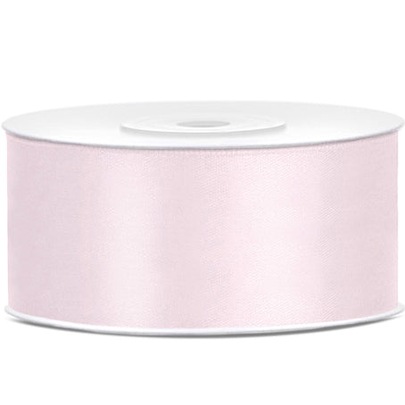 Ruban satin rose poudré largeur 2,5 cm longueur 25 m