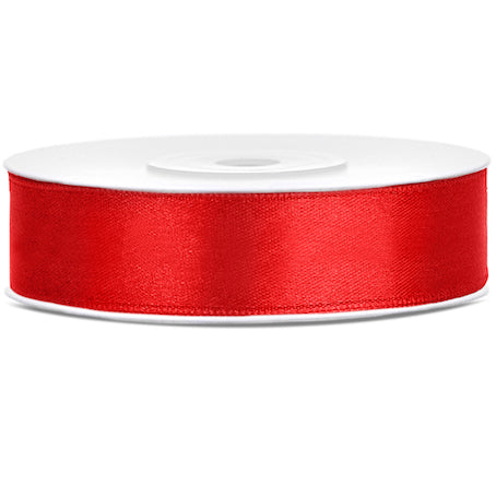 Ruban satin rouge largeur 1,2 cm longueur 25 m