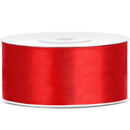Ruban satin rouge largeur 2,5 cm longueur 25 m