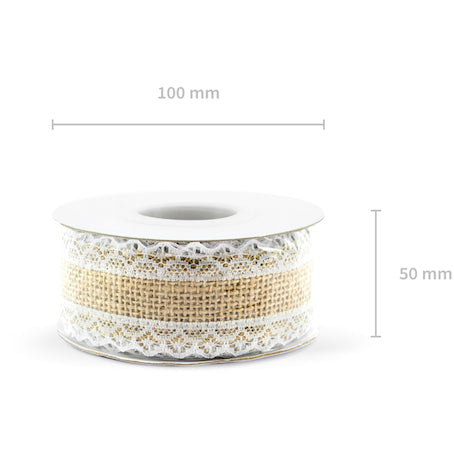 Ruban en toile de jute et dentelle largeur 4 cm