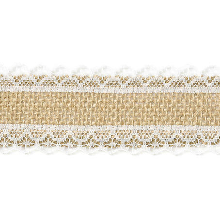 Ruban en toile de jute et dentelle largeur 4 cm