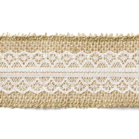 Ruban en toile de jute et dentelle largeur 5 cm