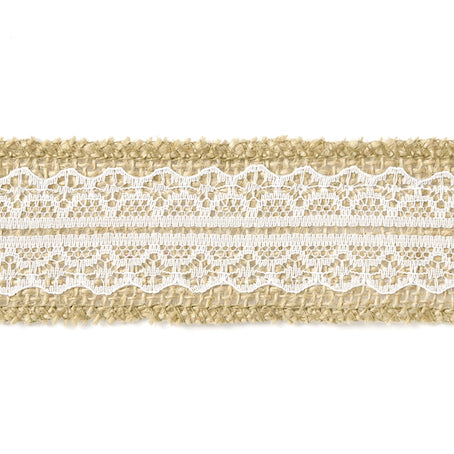 Ruban toile de jute et dentelle 4 cm x 5 m PartyDeco