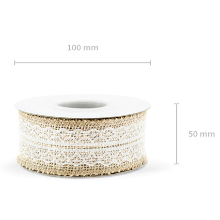 Ruban toile de jute et dentelle 4 cm x 5 m PartyDeco