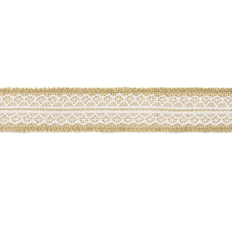 Ruban toile de jute et dentelle 4 cm x 5 m PartyDeco