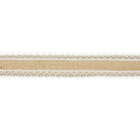 Ruban en toile de jute et dentelle largeur 4 cm